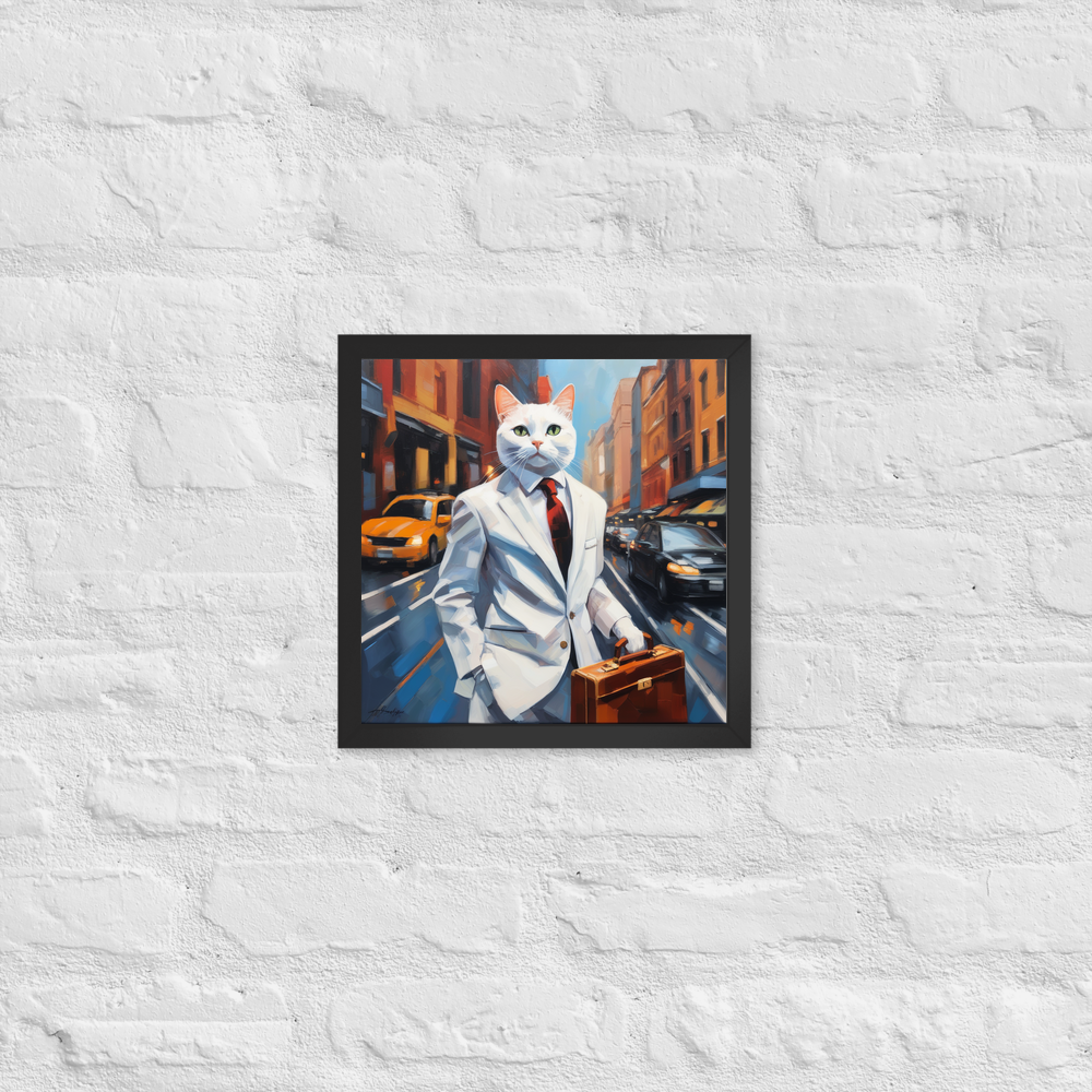 PugMug Custom White Companion Cat Framed Print
