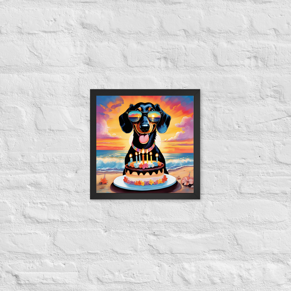 PugMug Custom Black Dachshund Framed Print