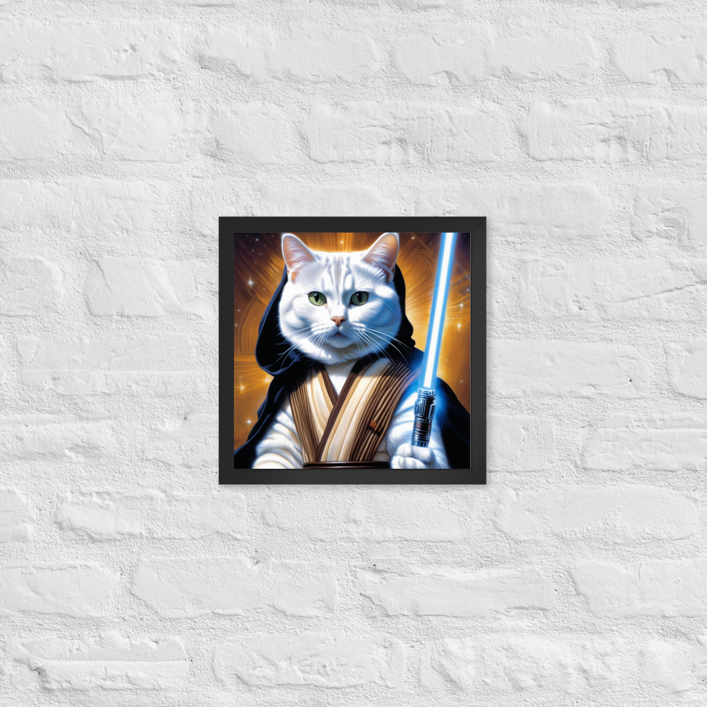 PugMug Custom White American Shorthair Cat Framed Print