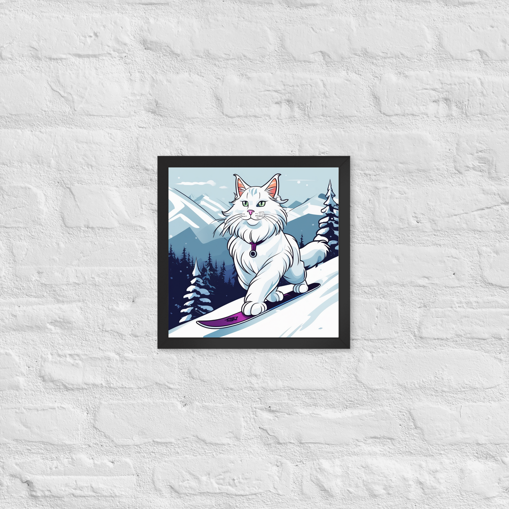PugMug Custom White Maine Coon Cat Framed Print