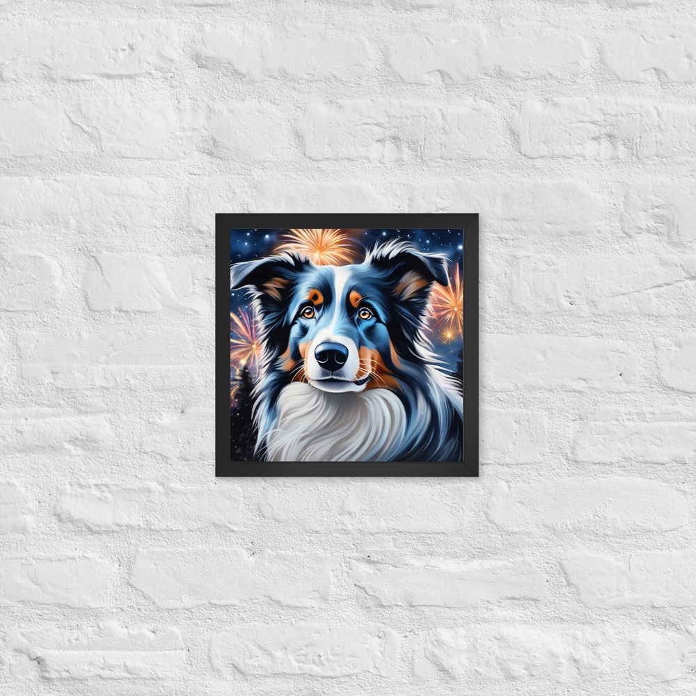 PugMug Custom Blue Merle Border Collie Framed Print