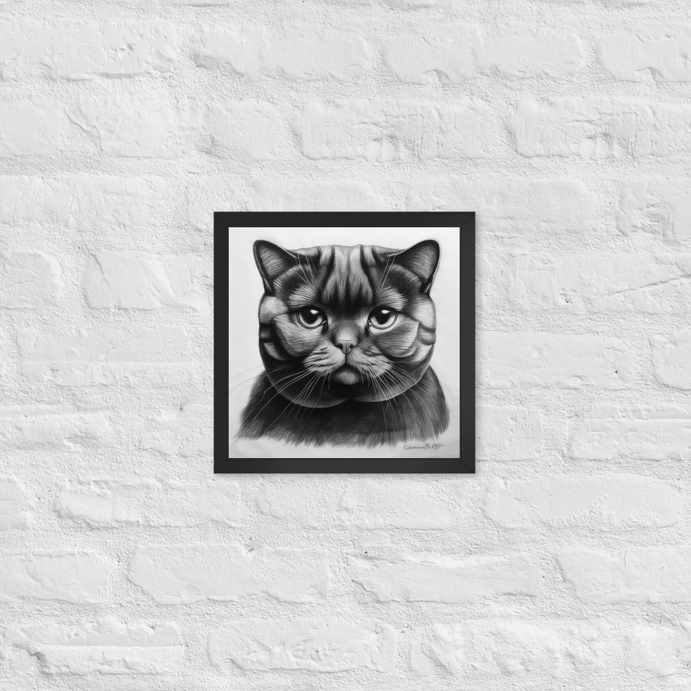 PugMug Custom Black Scottish Fold Cat Framed Print