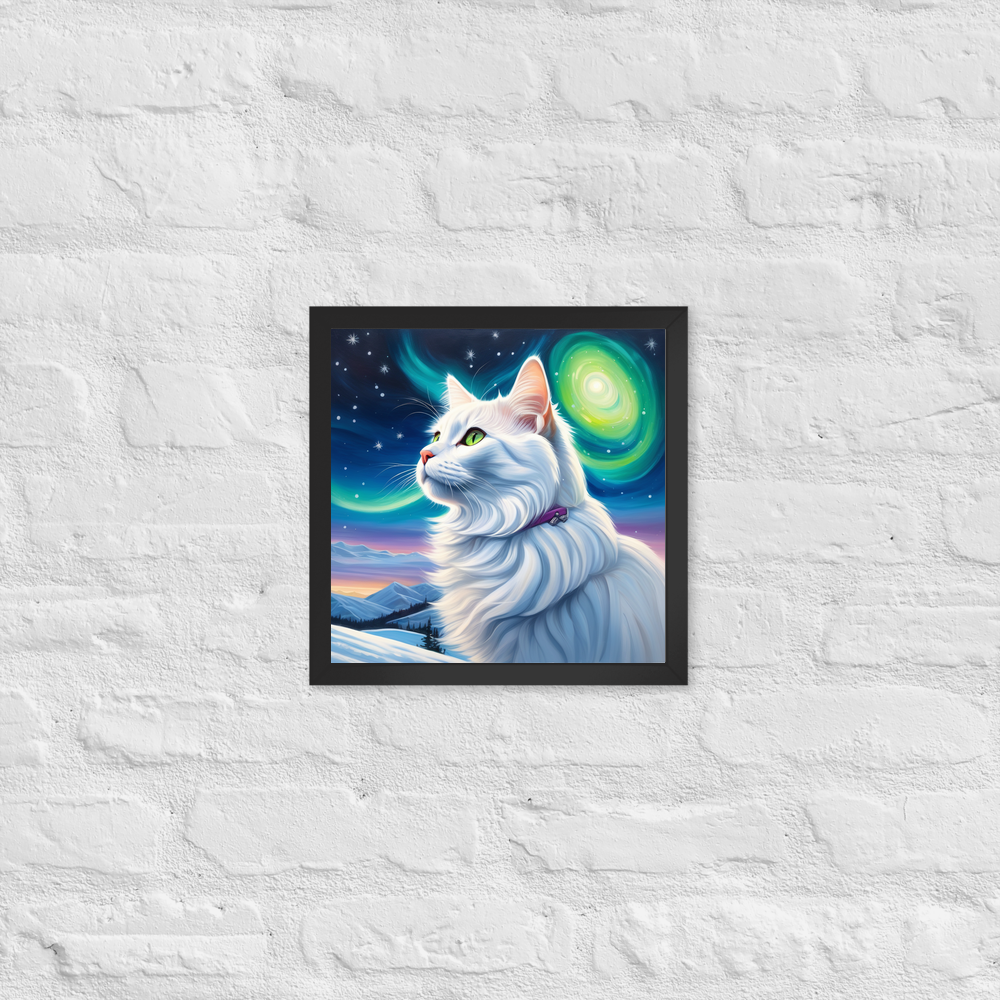 PugMug Custom White Companion Cat Framed Print