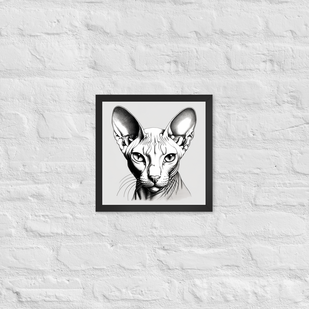 PugMug Custom White Sphynx Cat Framed Print