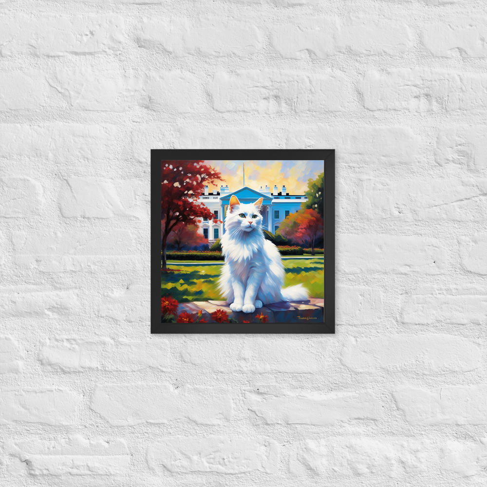 PugMug Custom White Companion Cat Framed Print