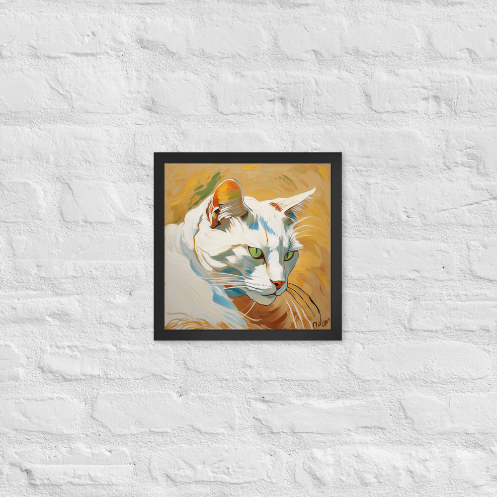 PugMug Custom White Companion Cat Framed Print