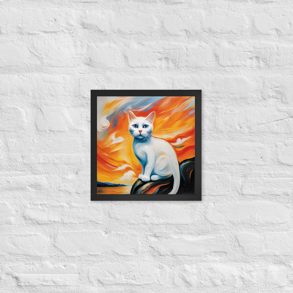 PugMug Custom White Companion Cat Framed Print