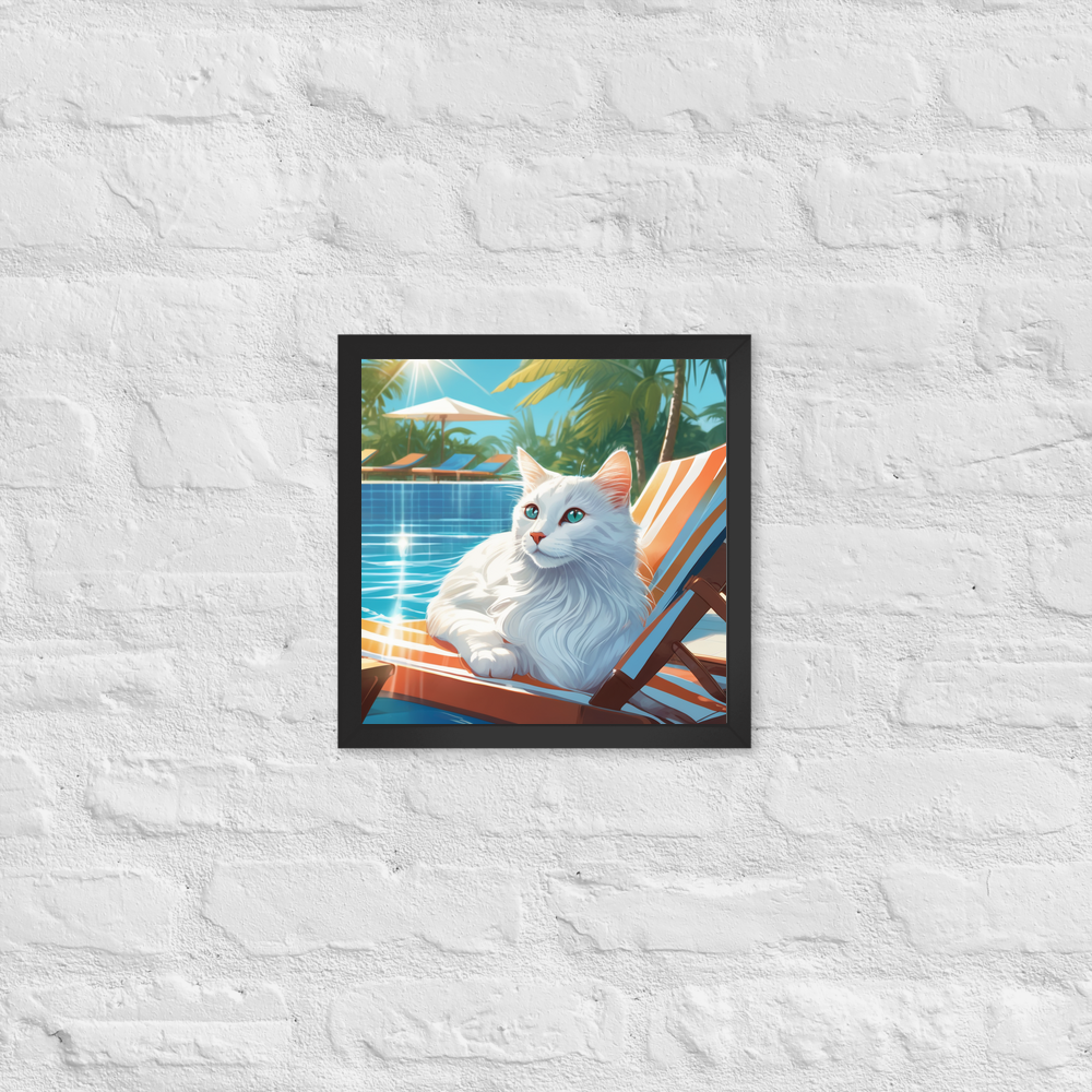 PugMug Custom White Companion Cat Framed Print