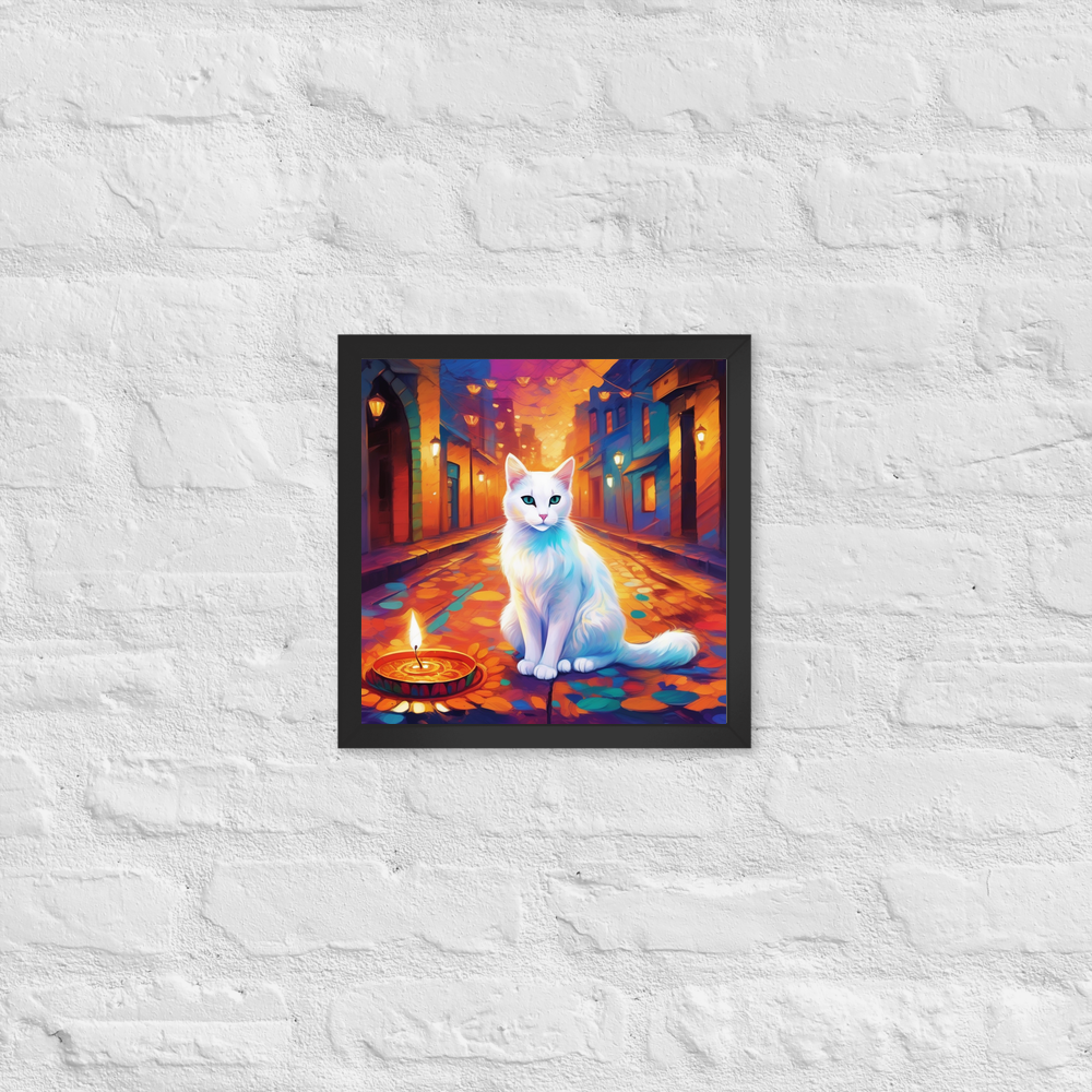 PugMug Custom White Companion Cat Framed Print