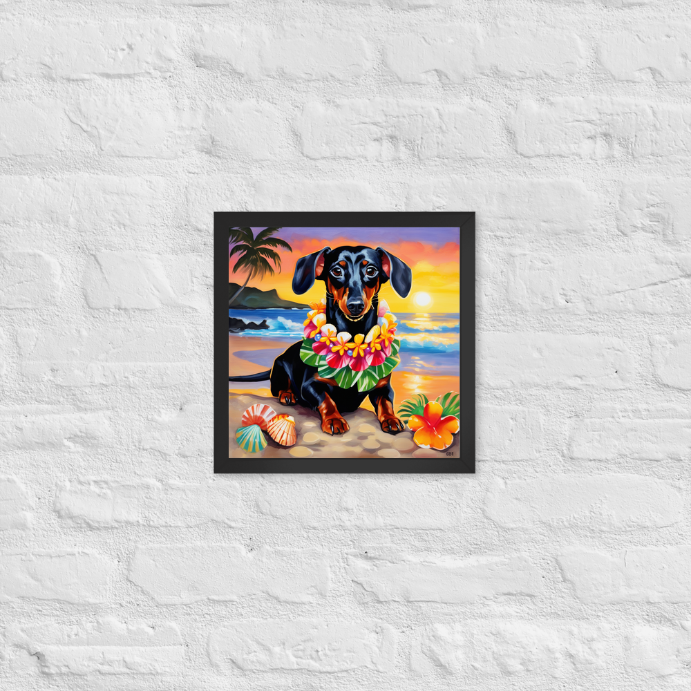 PugMug Custom Black Dachshund Framed Print