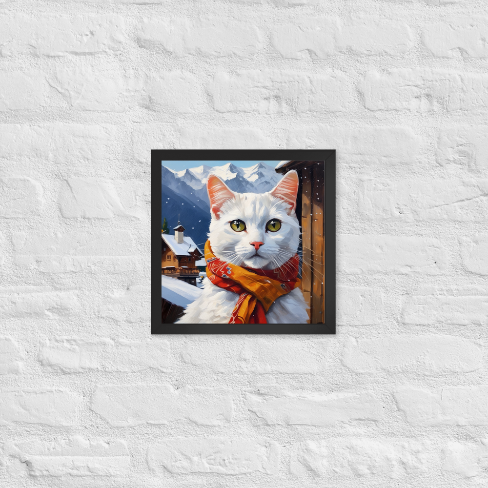 PugMug Custom White Companion Cat Framed Print