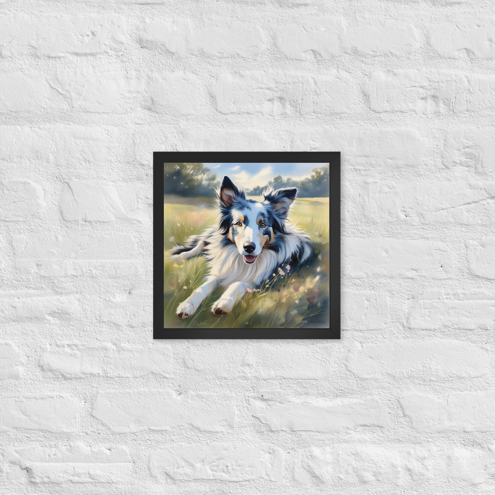 PugMug Custom Blue Merle Border Collie Framed Print