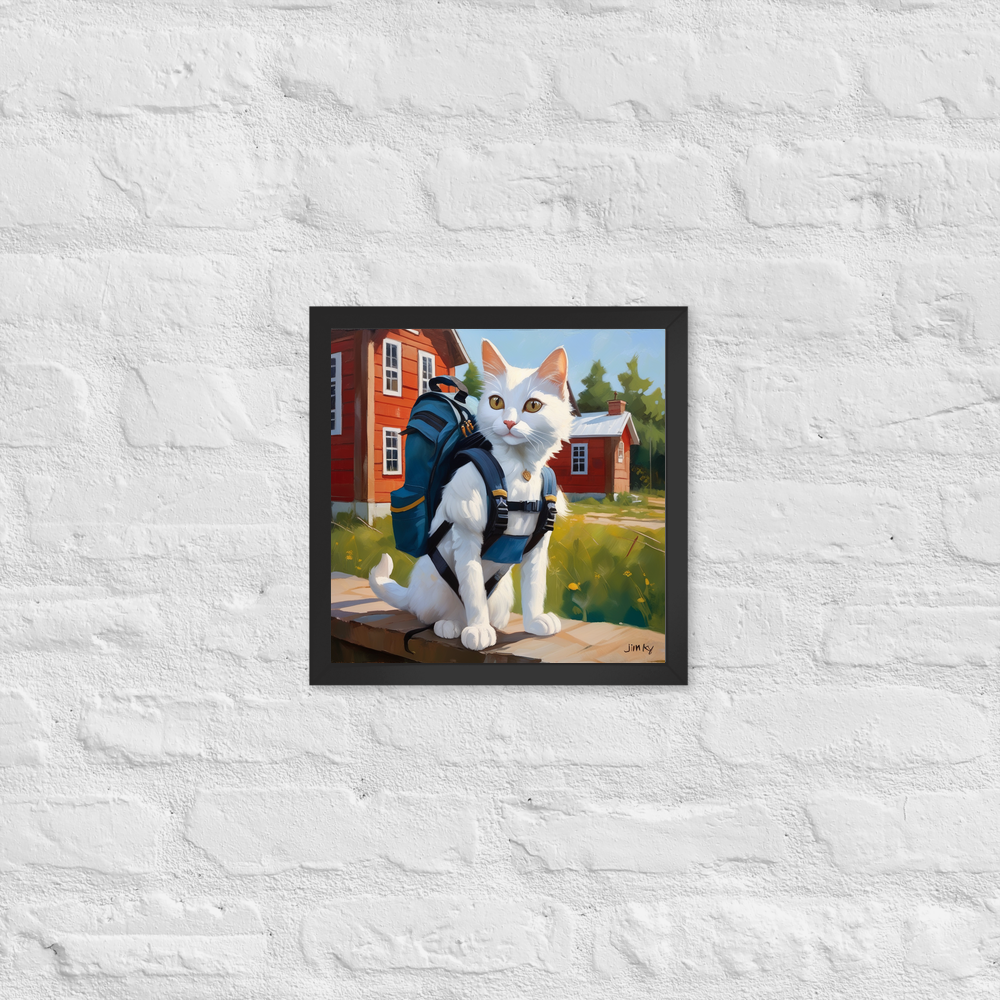 PugMug Custom White Companion Cat Framed Print