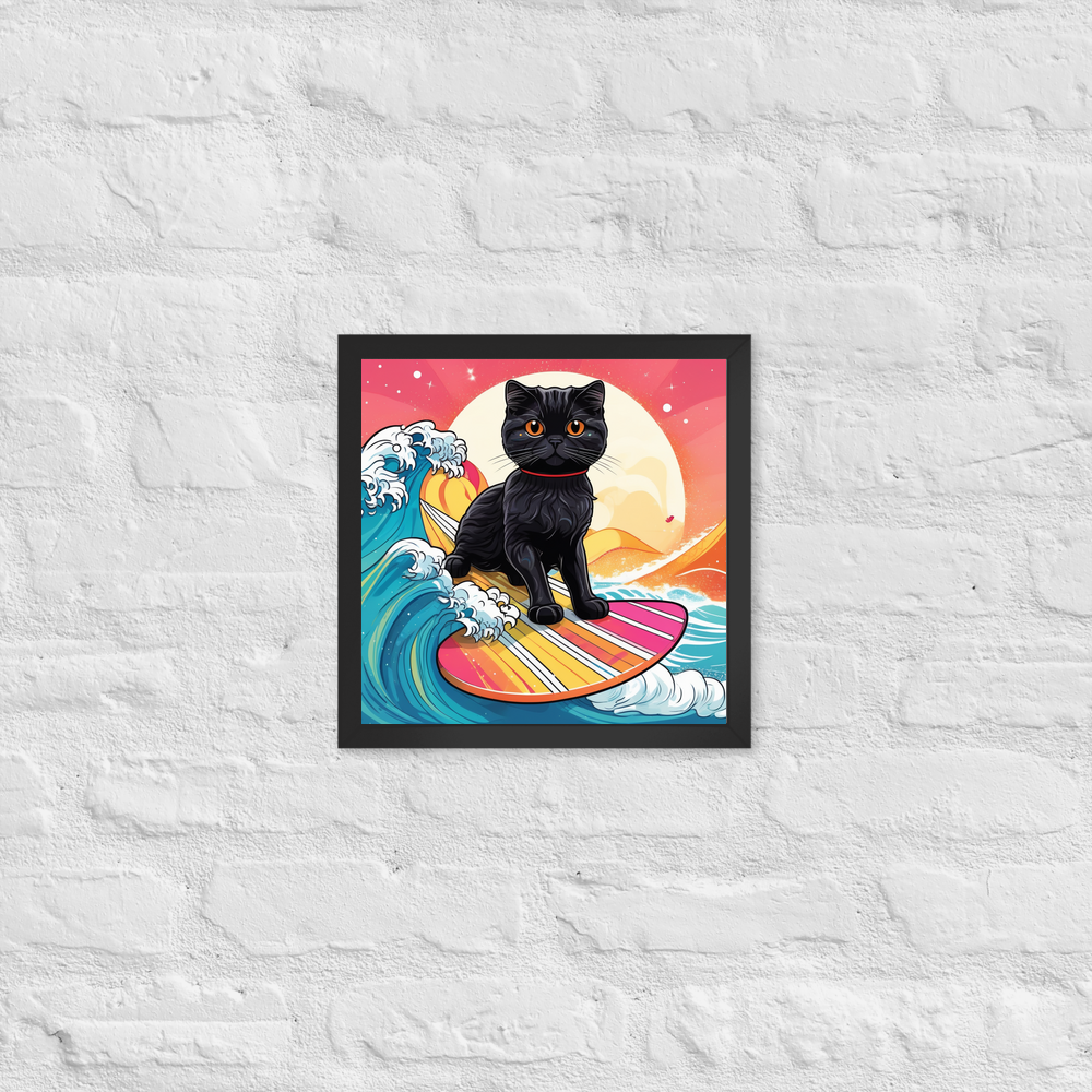 PugMug Custom Black Scottish Fold Cat Framed Print