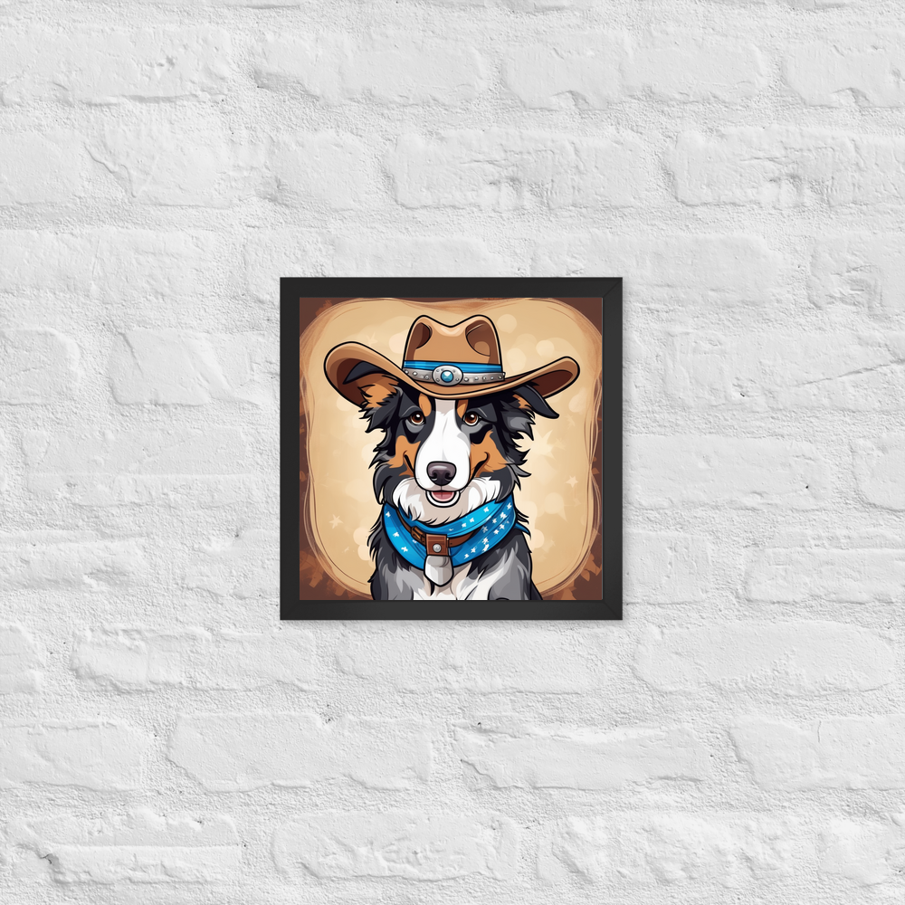 PugMug Custom Blue Merle Border Collie Framed Print