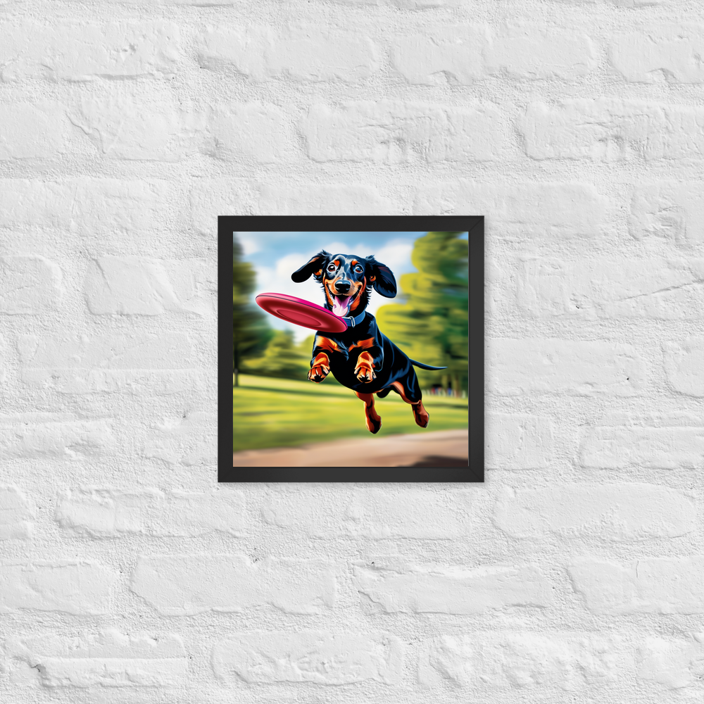 PugMug Custom Black Dachshund Framed Print