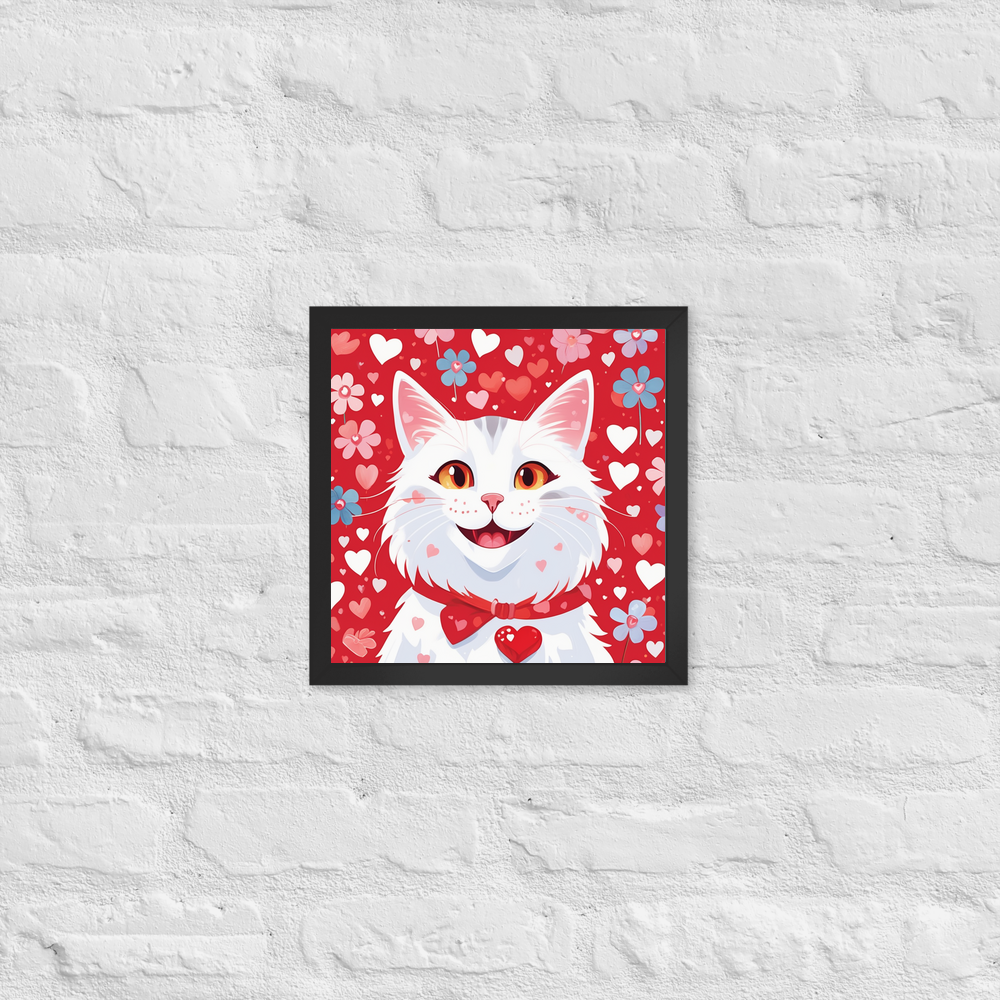 PugMug Custom White Companion Cat Framed Print