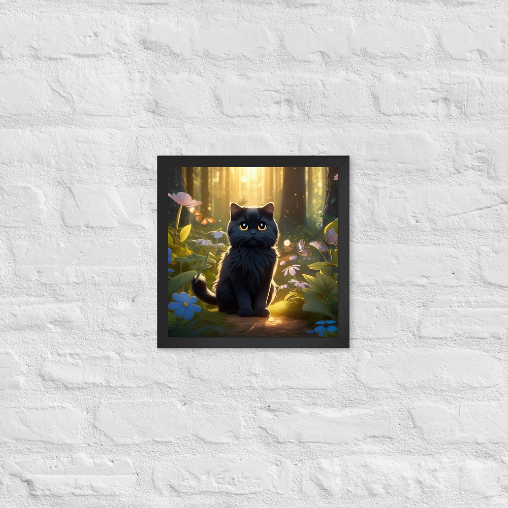 PugMug Custom Black Scottish Fold Cat Framed Print