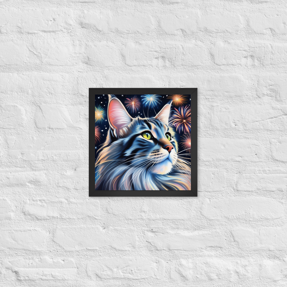 PugMug Custom Tabby Maine Coon Cat Framed Print
