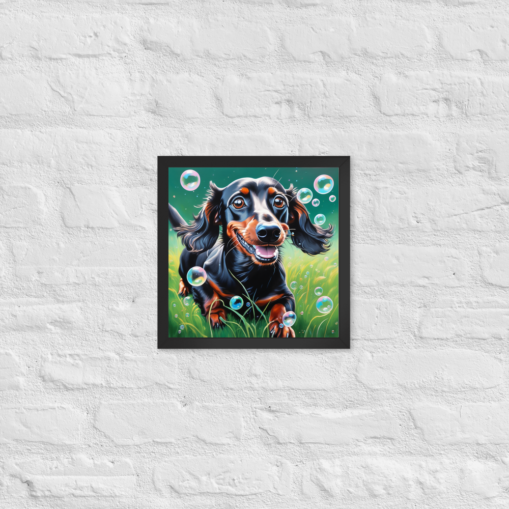 PugMug Custom Black Dachshund Framed Print