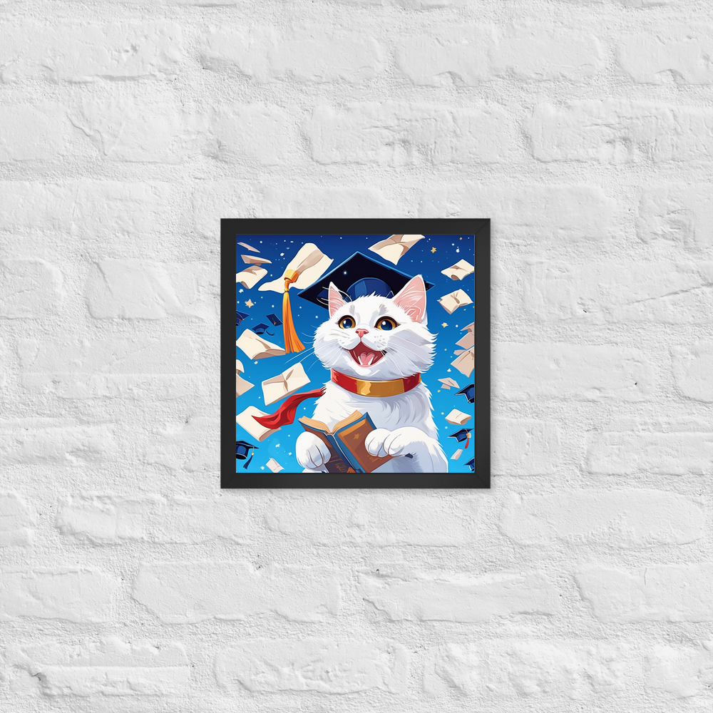 PugMug Custom White Companion Cat Framed Print