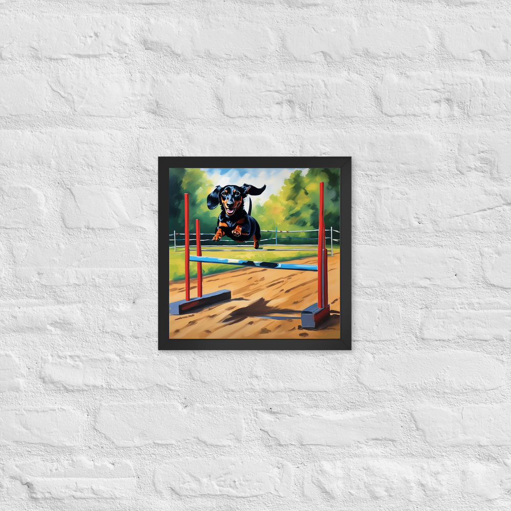 PugMug Custom Black Dachshund Framed Print