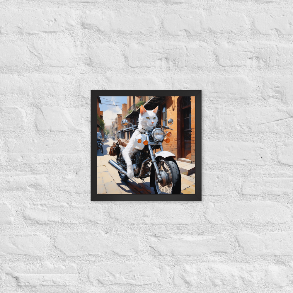 PugMug Custom White Companion Cat Framed Print