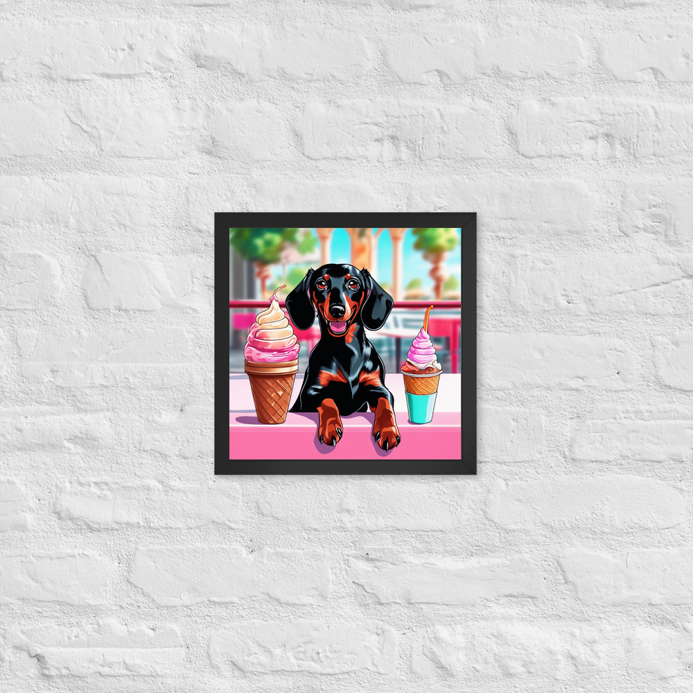 PugMug Custom Black Dachshund Framed Print