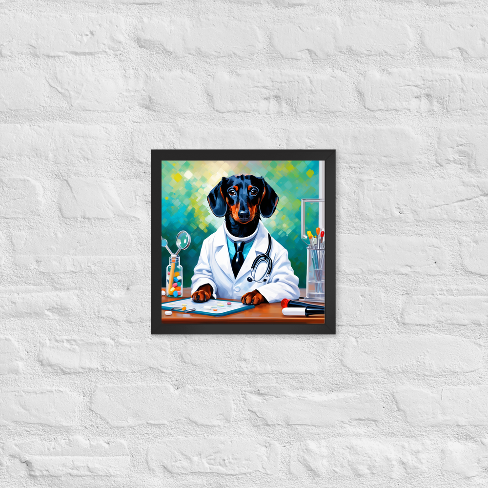 PugMug Custom Black Dachshund Framed Print