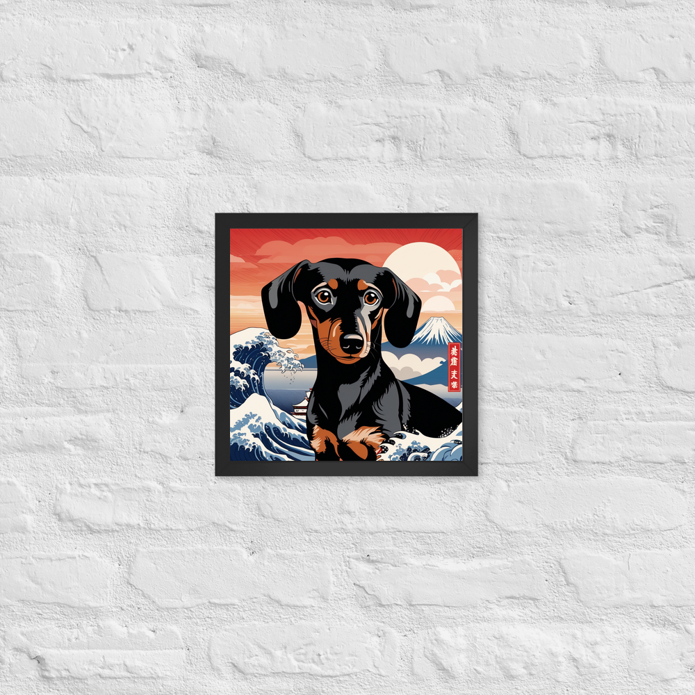 PugMug Custom Black Dachshund Framed Print