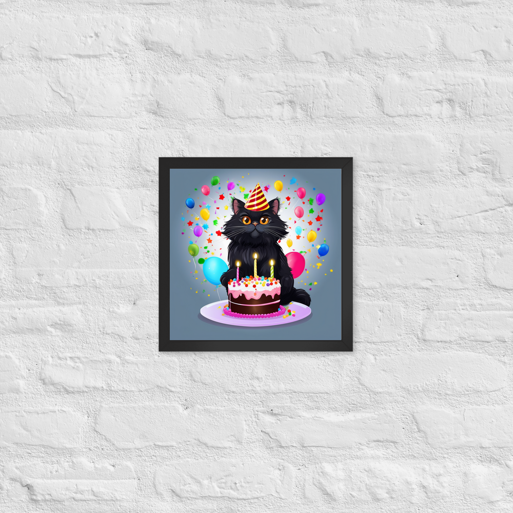 PugMug Custom Black Persian Cat Framed Print
