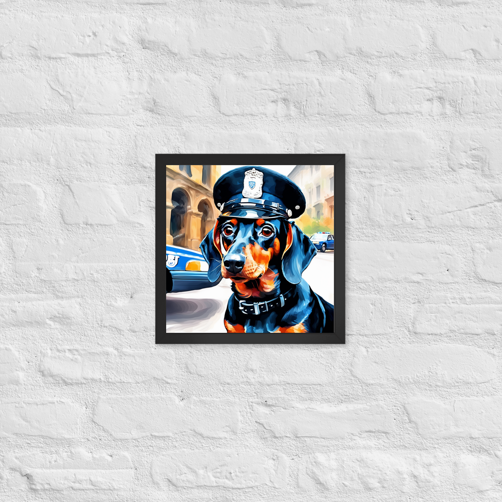 PugMug Custom Black Dachshund Framed Print