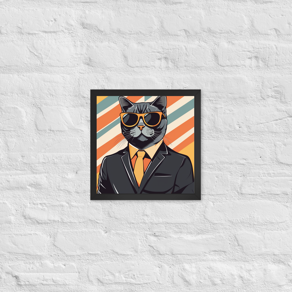 PugMug Custom Black British Shorthair Cat Framed Print