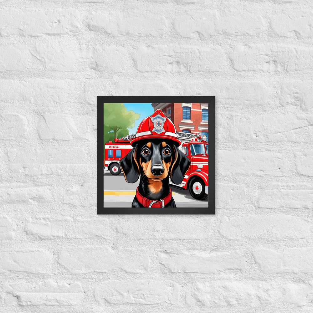 PugMug Custom Black Dachshund Framed Print