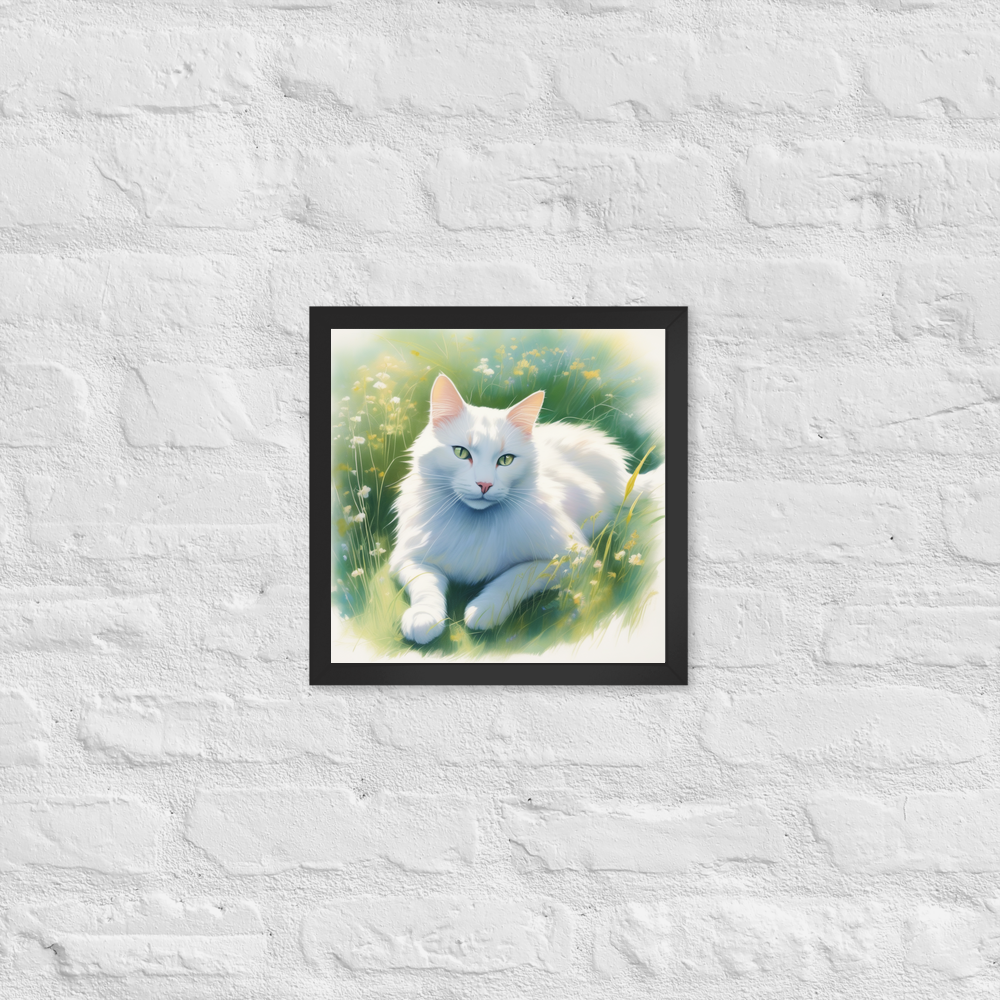 PugMug Custom White Companion Cat Framed Print