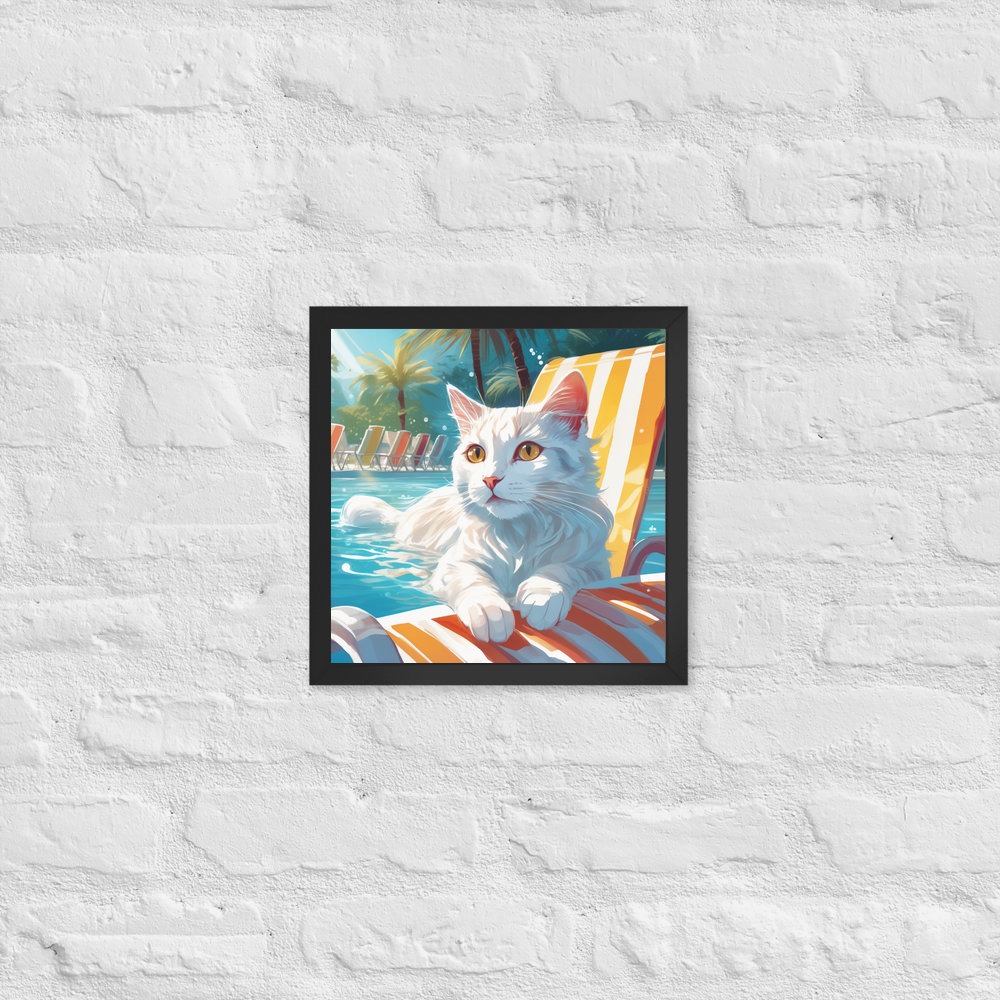 PugMug Custom White Companion Cat Framed Print