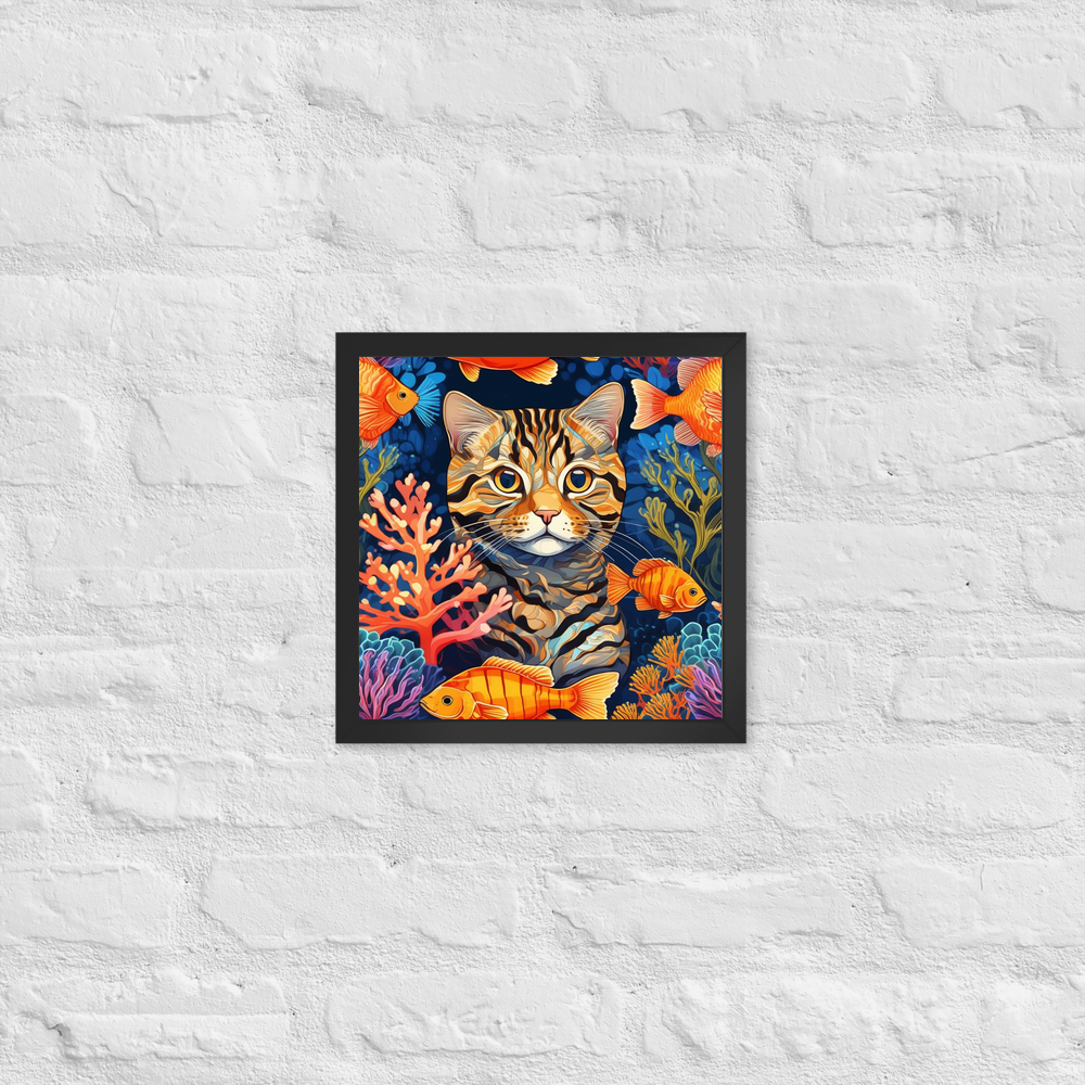 PugMug Custom Tabby Scottish Fold Cat Framed Print