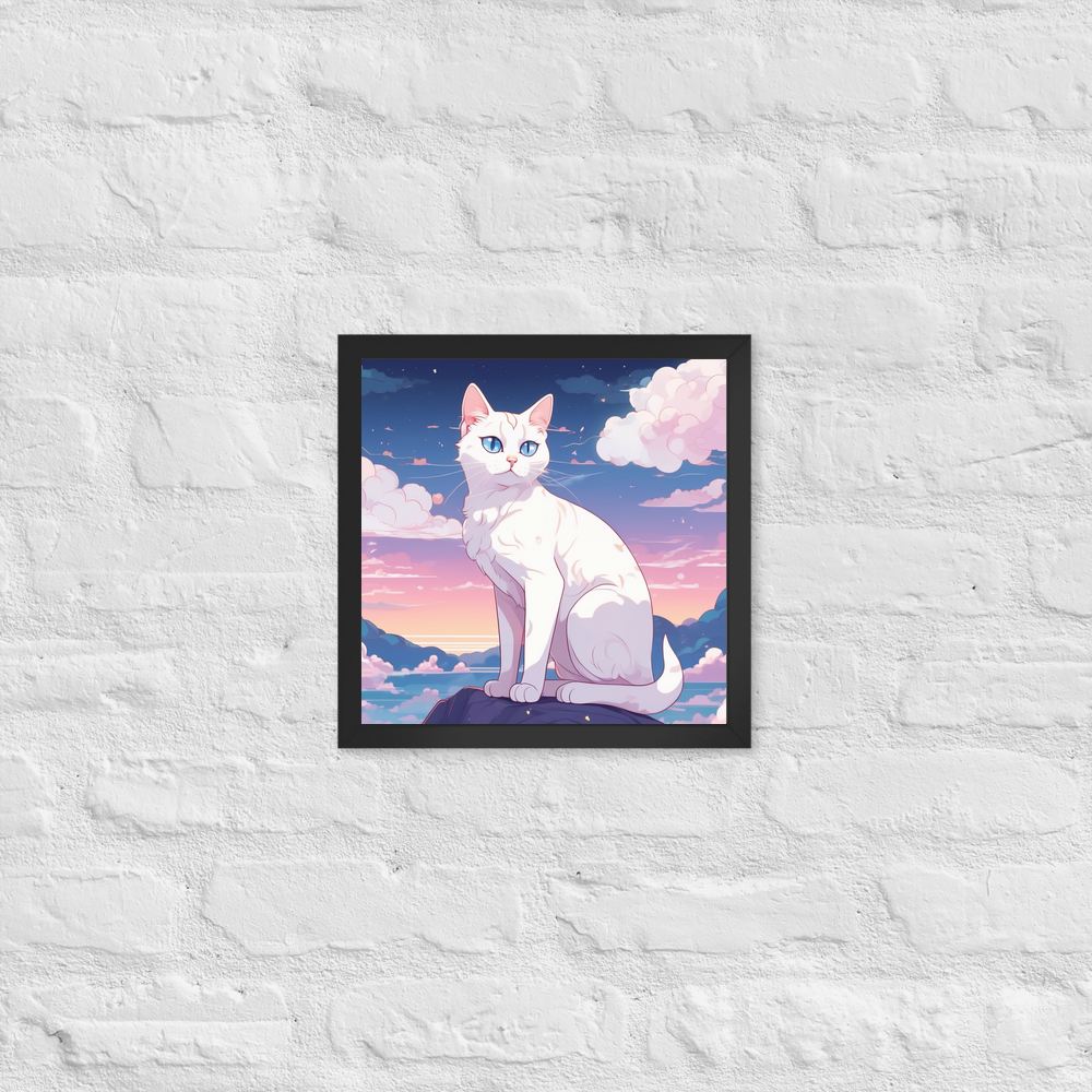 PugMug Custom White Companion Cat Framed Print