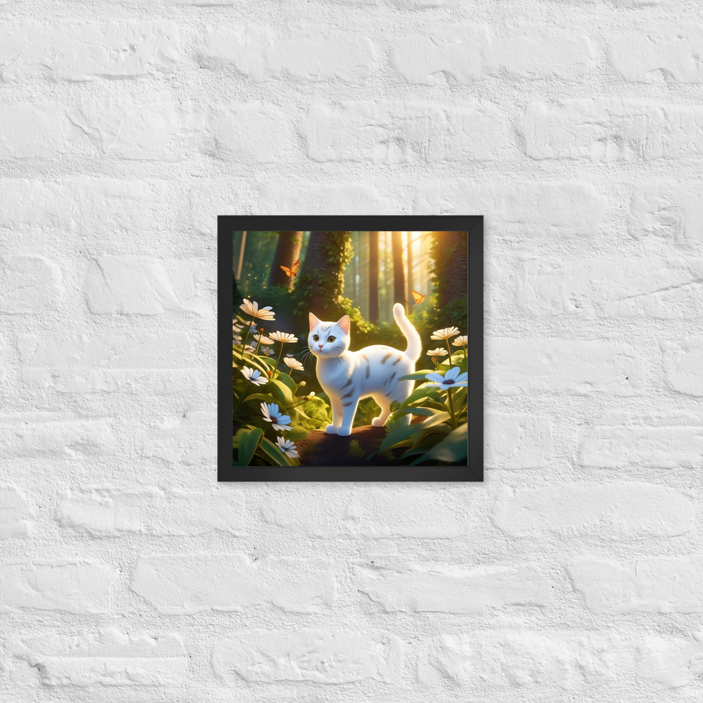 PugMug Custom White American Shorthair Cat Framed Print