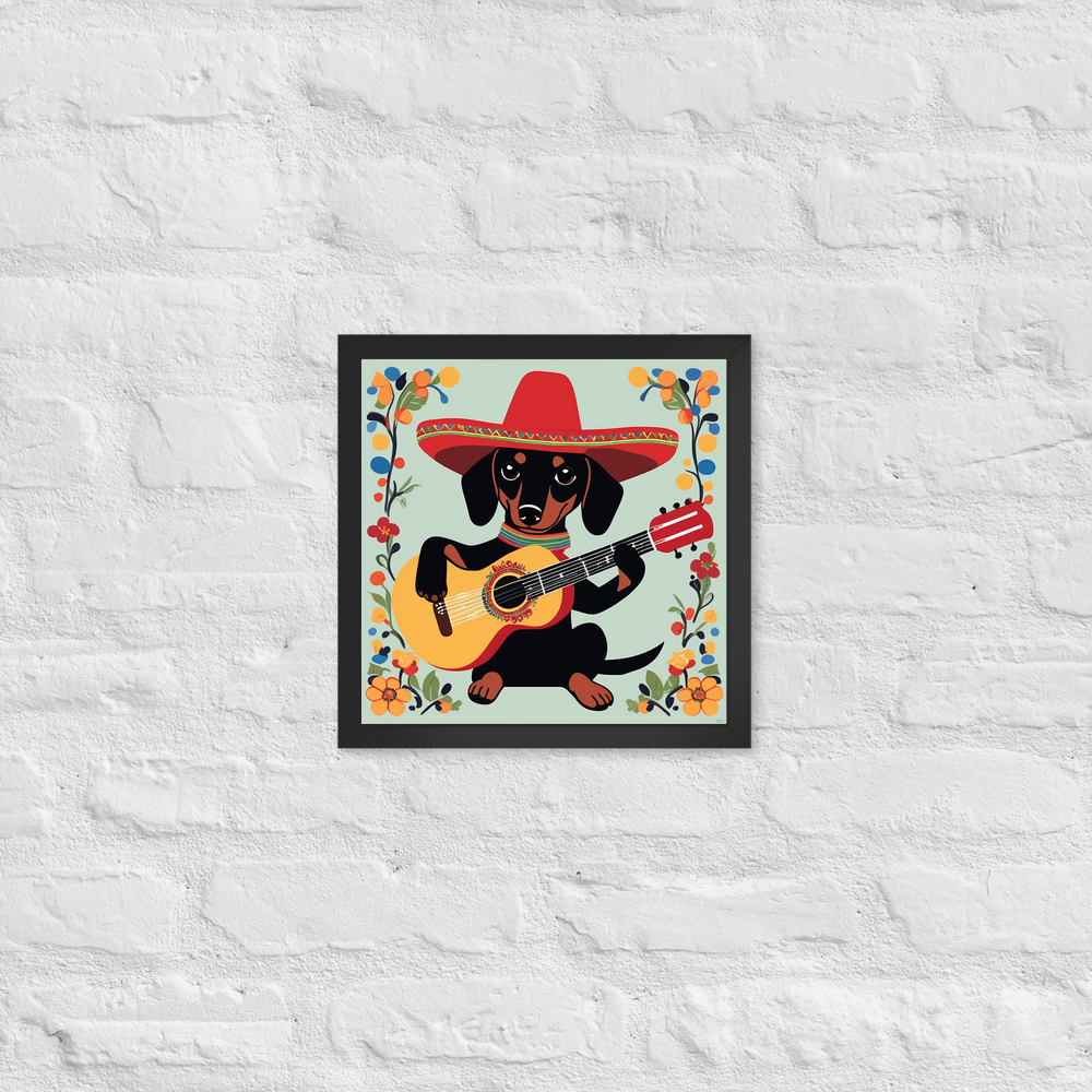 PugMug Custom Black Dachshund Framed Print