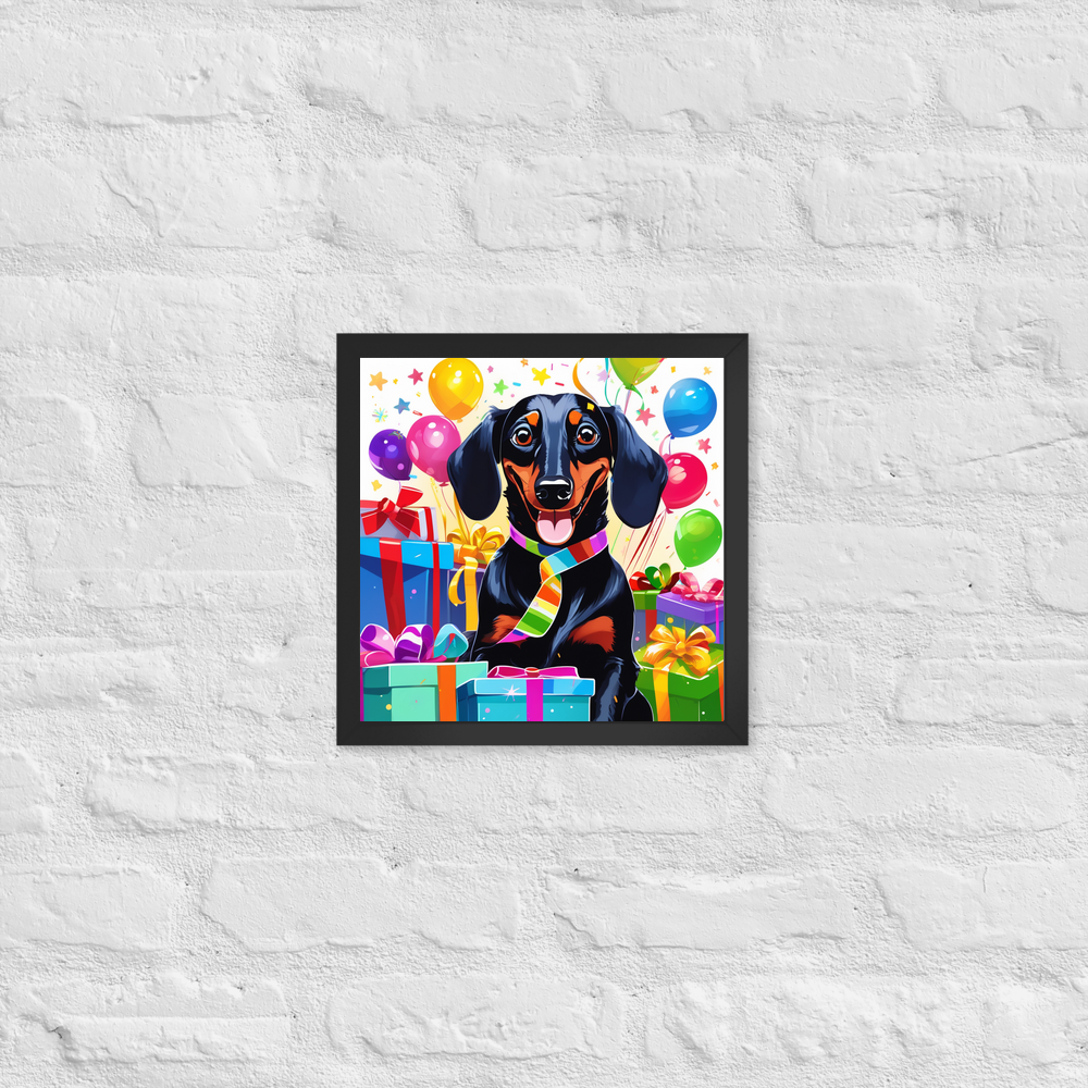 PugMug Custom Black Dachshund Framed Print