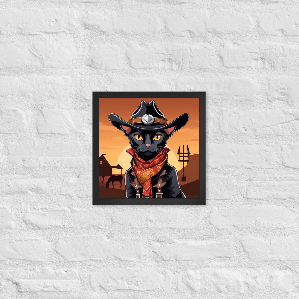 PugMug Custom Black Devon Rex Cat Framed Print