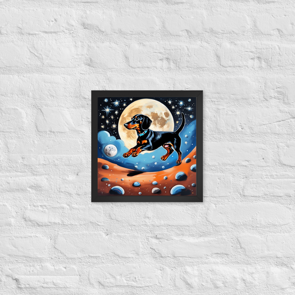 PugMug Custom Black Dachshund Framed Print