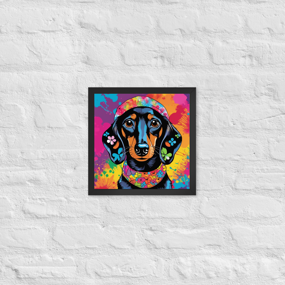 PugMug Custom Black Dachshund Framed Print