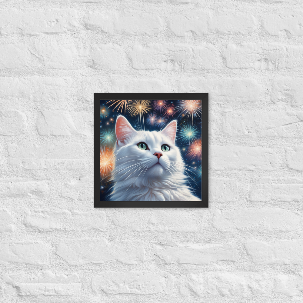 PugMug Custom White Companion Cat Framed Print