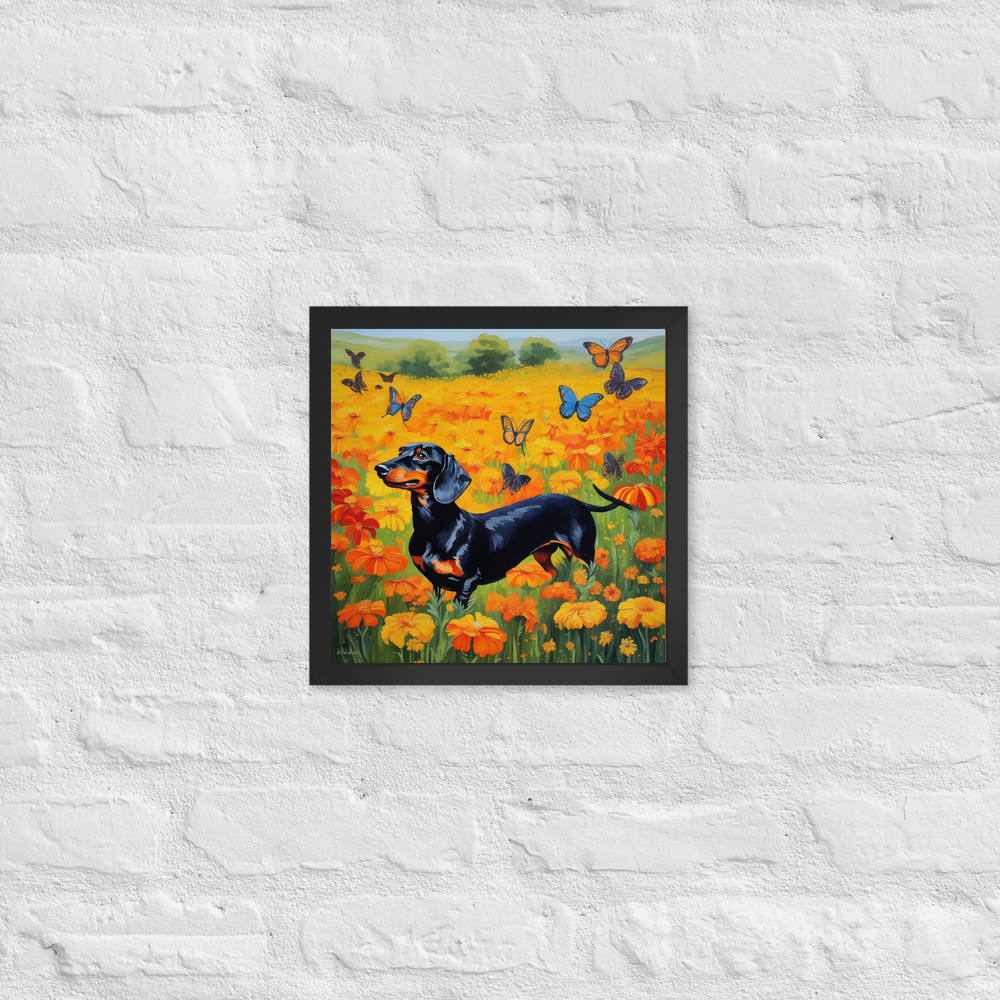 PugMug Custom Black Dachshund Framed Print