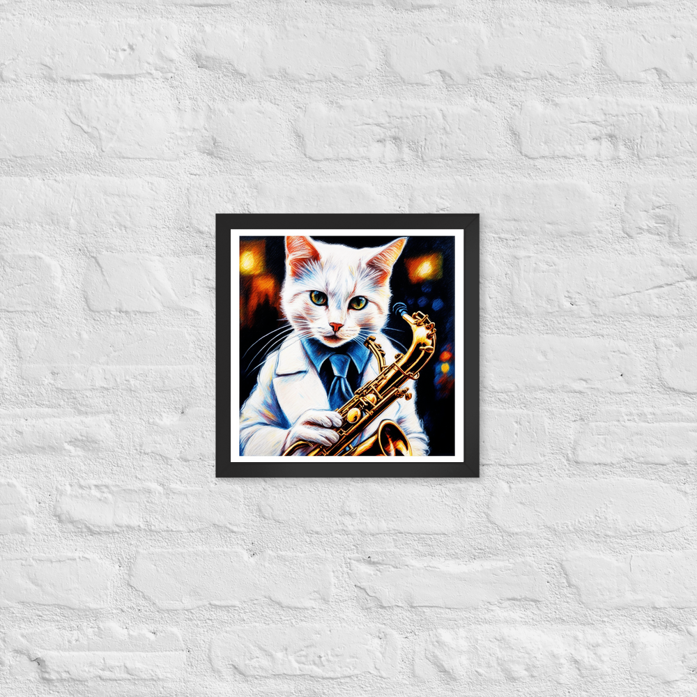 PugMug Custom White Companion Cat Framed Print