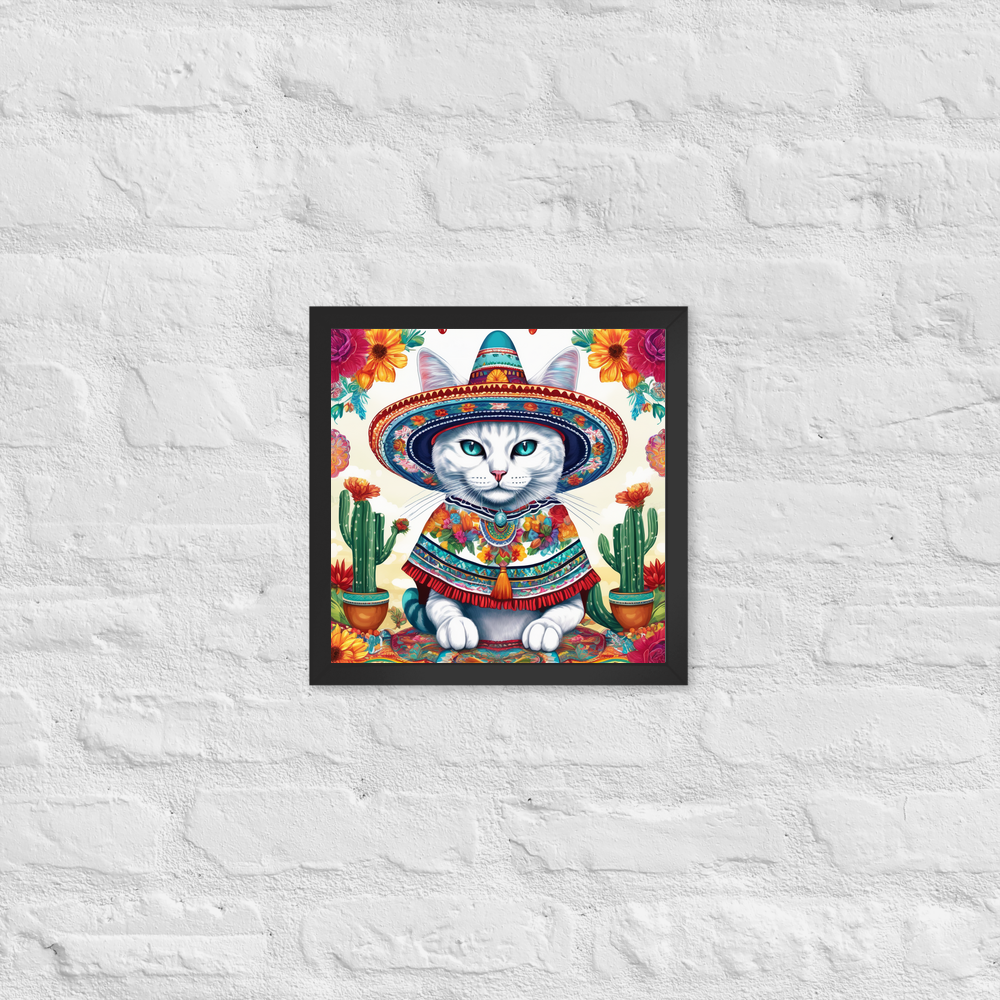 PugMug Custom White Companion Cat Framed Print