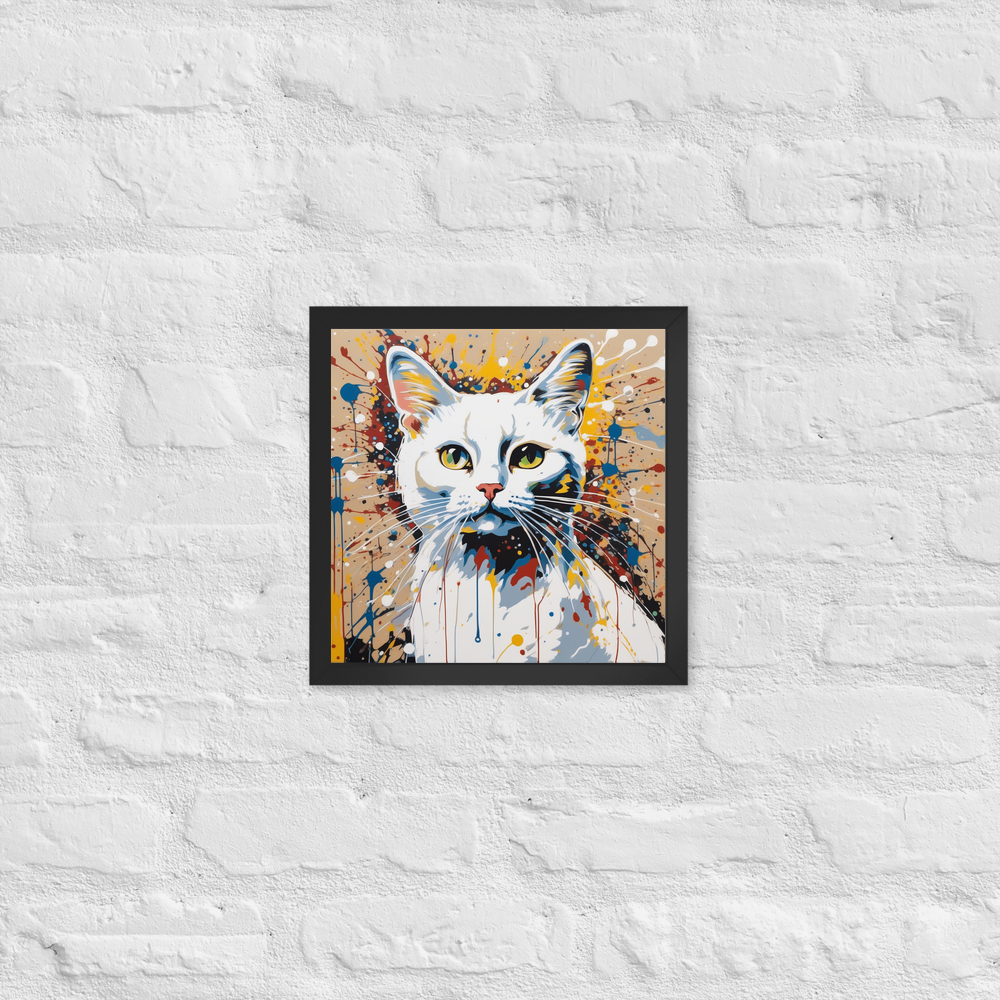 PugMug Custom White Companion Cat Framed Print
