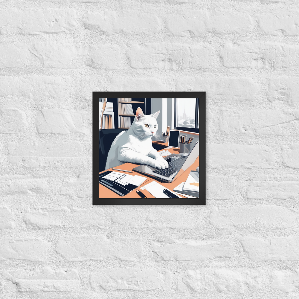 PugMug Custom White Companion Cat Framed Print